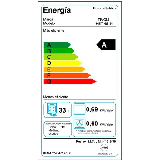 HORNO ELECTRICO TIVOLI HET-451N