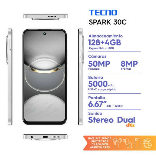 Celular Tecno Spark 30C Orbit White